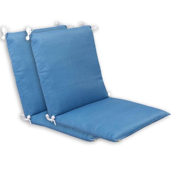Plantation Patterns Coastal Blue Textured Mid Back Outdoor Chair Cushion (2-Pack)