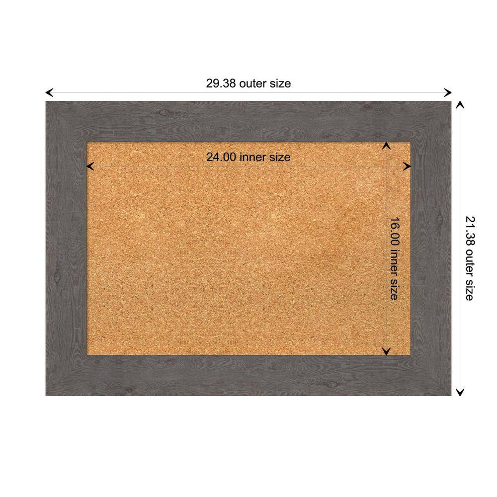 Rustic Grey Wood Framed Corkboard Memo Board 29.38 x 21.38 in.