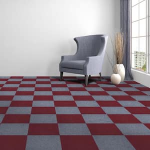 Nexus - Gray Residential 12 x 12 in. Peel and Stick Carpet Tile Square (12 sq. ft.)