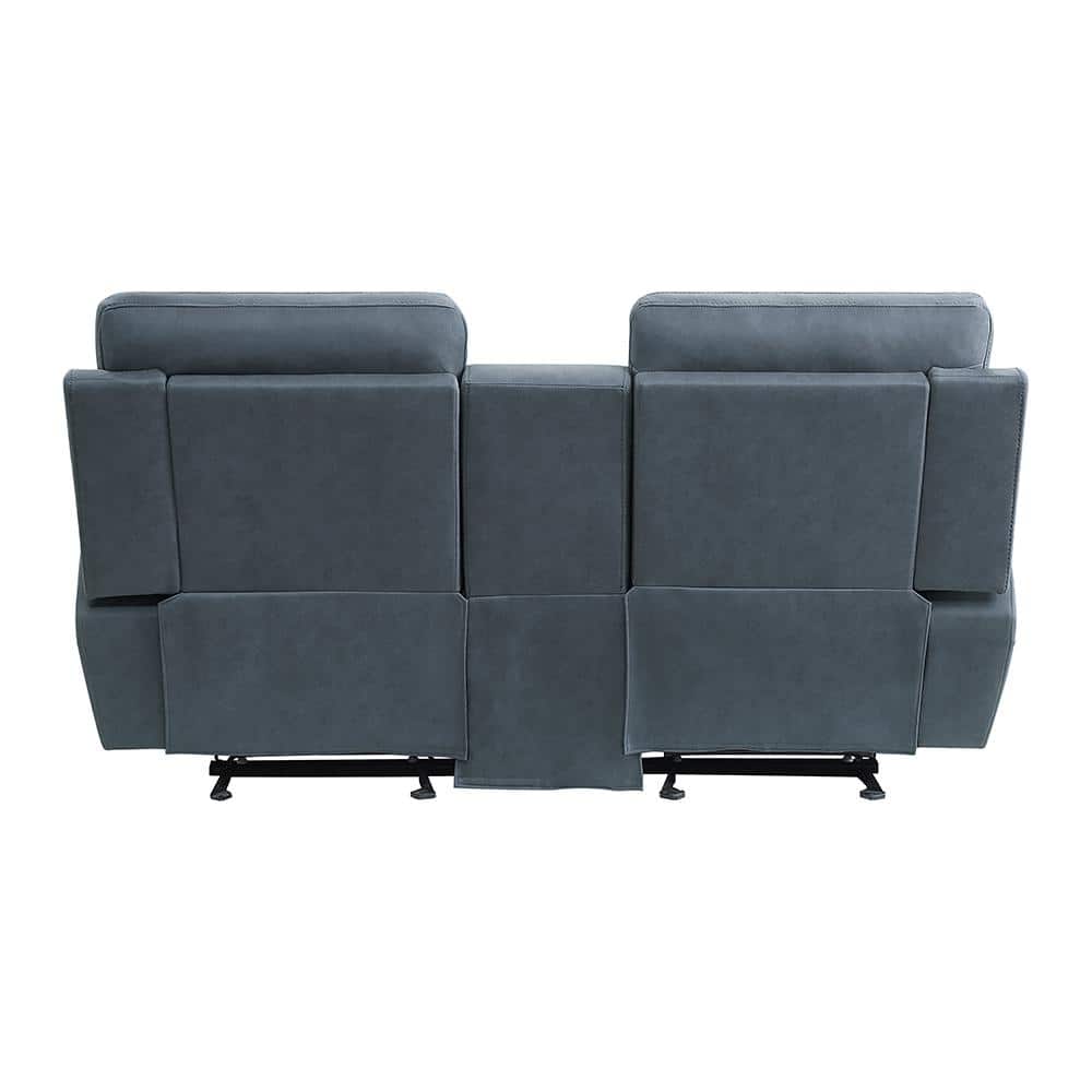 Clifton Blue Microfiber Reclining Loveseat with Cup Holders