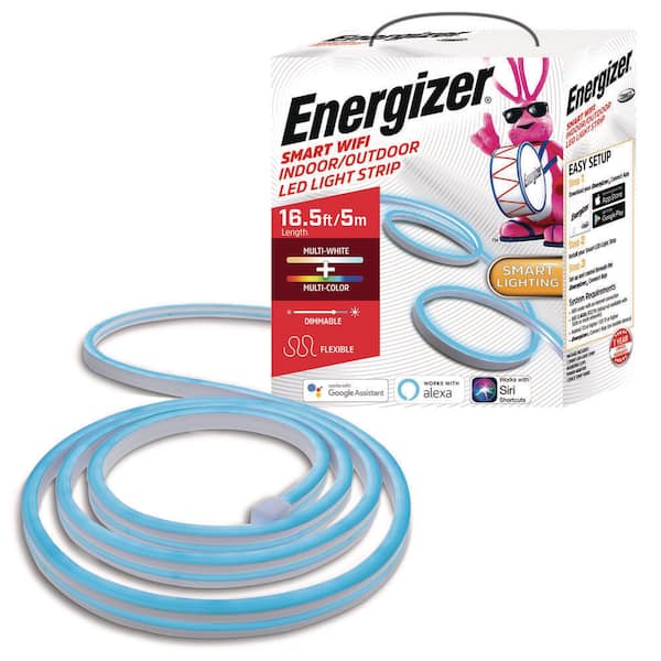 Energizer 16.5 ft. Smart Neon Multi-Color Multi-White Outdoor USB Plug-in LED Light Strip, Weather Resistant Path Light (1-Pack)