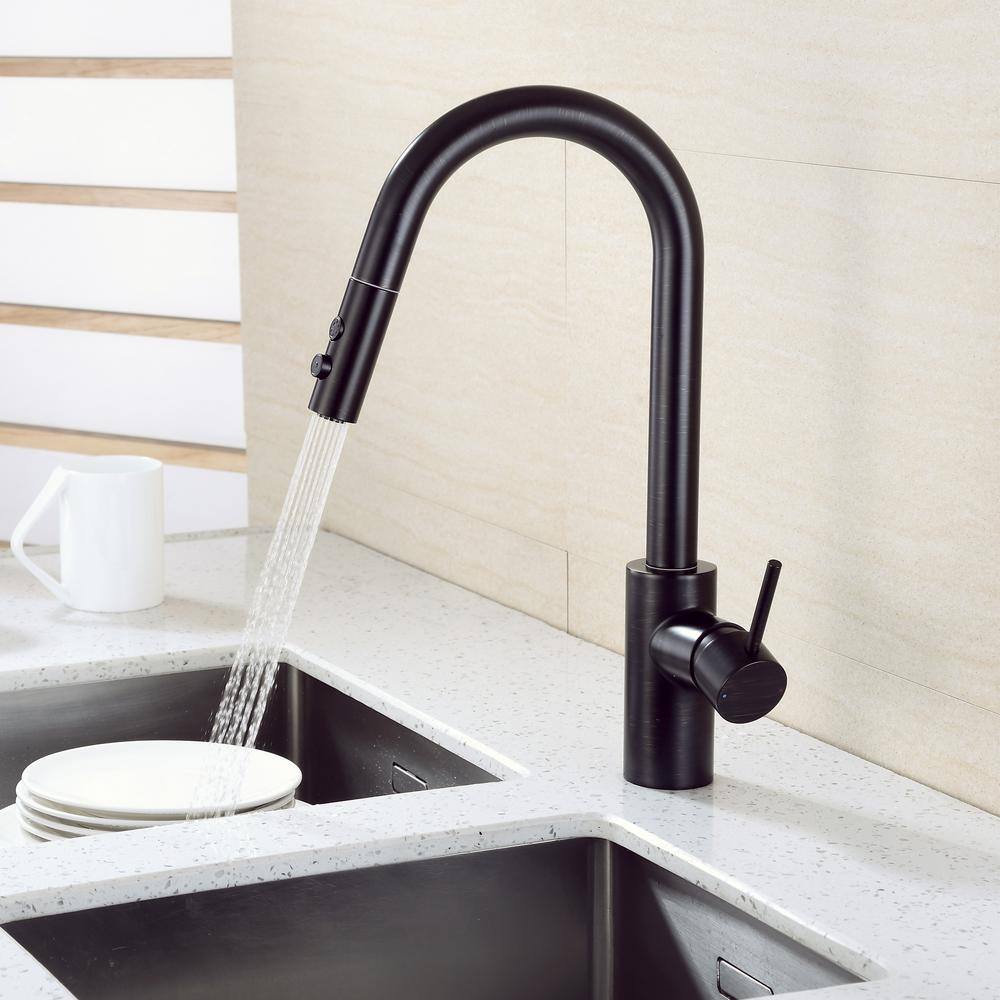Oil Rubbed Bronze Single Handle Pull Down Kitchen Faucet