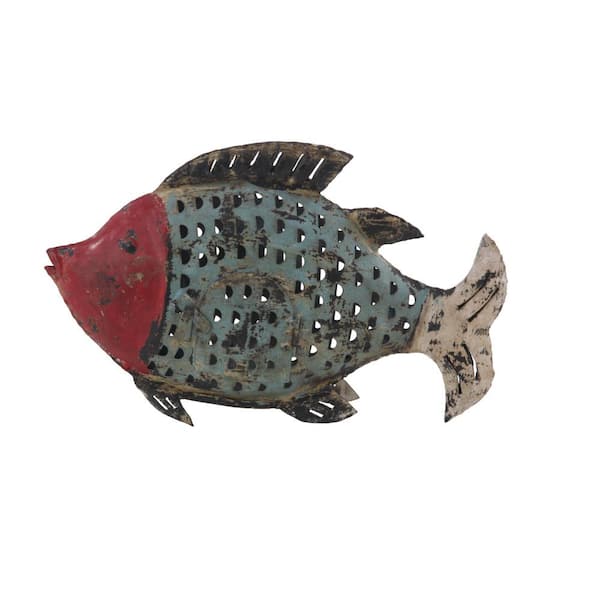 Litton Lane 12 in. x 29 in. Multi Colored Metal Vintage Fish Sculpture