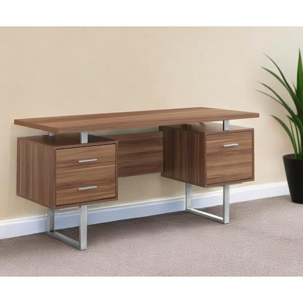 23.75 in. Rectangular Brown Metal 3-Drawer Computer Desks