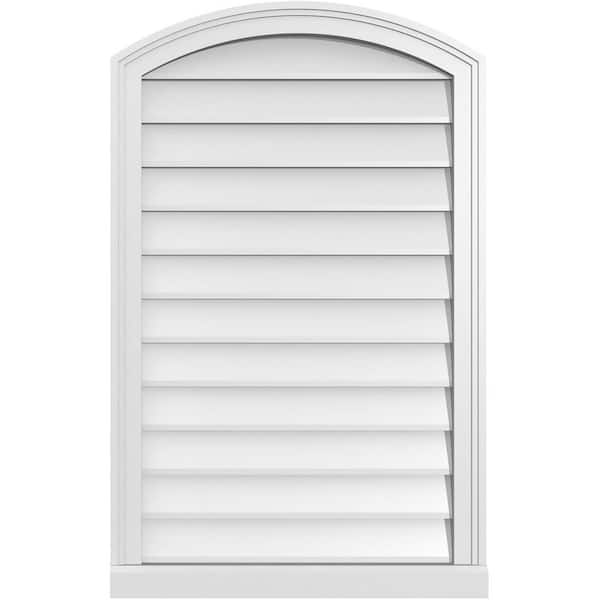 Ekena Millwork 24 in. x 38 in. Arch Top Surface Mount PVC Gable Vent: Functional with Brickmould Sill Frame