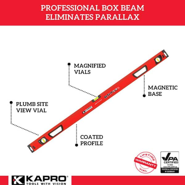 78 in. Vulcan Magnetic Box Level with Magnified Vials and Plumb Site