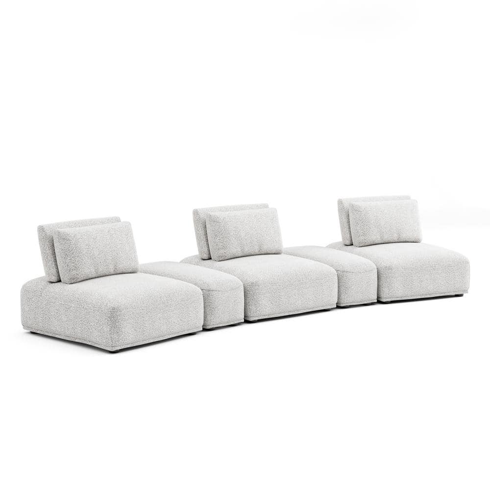 Furniture of America Fairwind 159 in Armless 5-Piece Boucle Fabric Curved Modular Sectional Sofa in Light Gray With Extendable Backrest