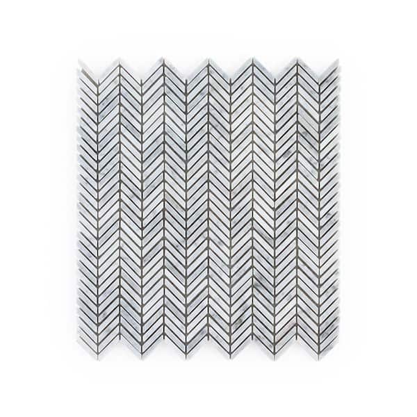 Debonair Venato White 10.75 in. x 10 in. Chevron Honed Marble Wall and Floor Mosaic Tile (7.46 sq. ft./Case)
