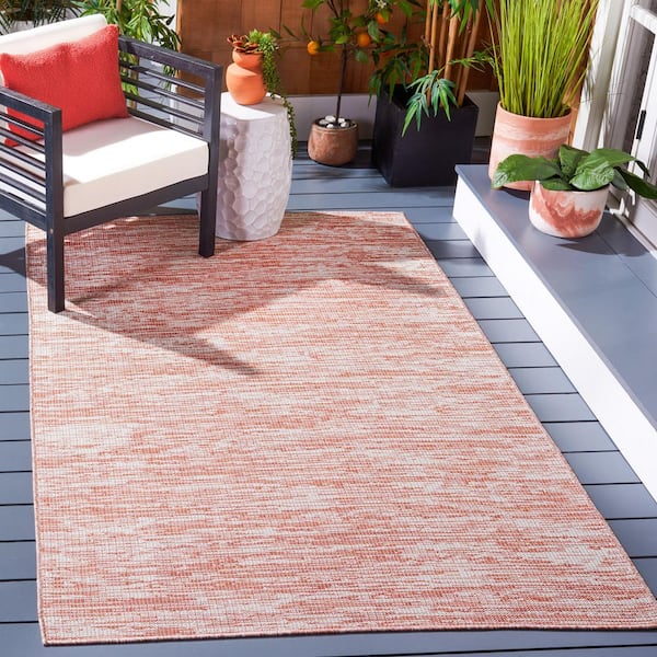 Hampton Terracotta 6 ft. x 6 ft. Abstract Distressed Indoor/Outdoor Square Area Rug
