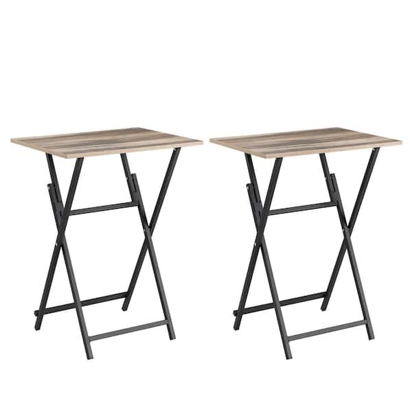 Angel Sar 2-Piece Brown Metal Outdoor Dining Foldable Snack Table