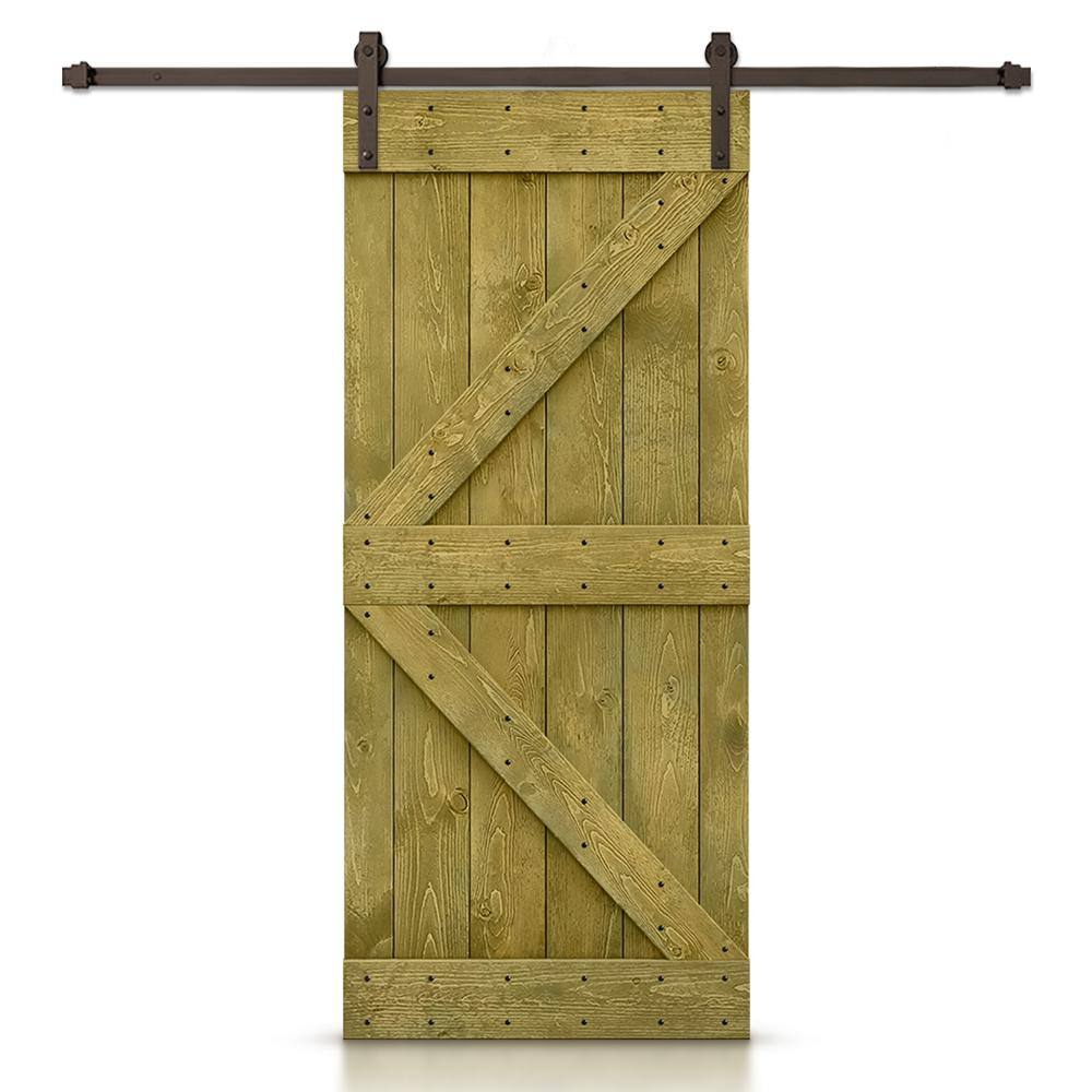 K Series 44 in. x 84 in. Jungle Green Stained DIY Knotty Pine Wood Interior Sliding Barn Door with Hardware Kit price history on PriceWatchPro