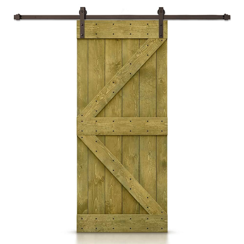 K Series 48 in. x 84 in. Jungle Green Stained DIY Knotty Pine Wood Interior Sliding Barn Door with Hardware Kit price history on PriceWatchPro