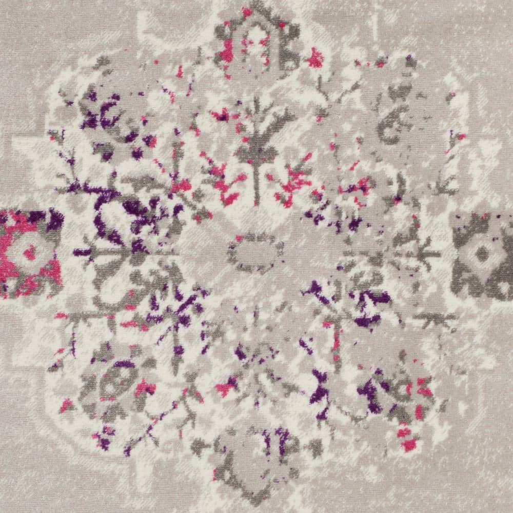 Gray and Pink Medallion 6' x 9' Reversible Area Rug