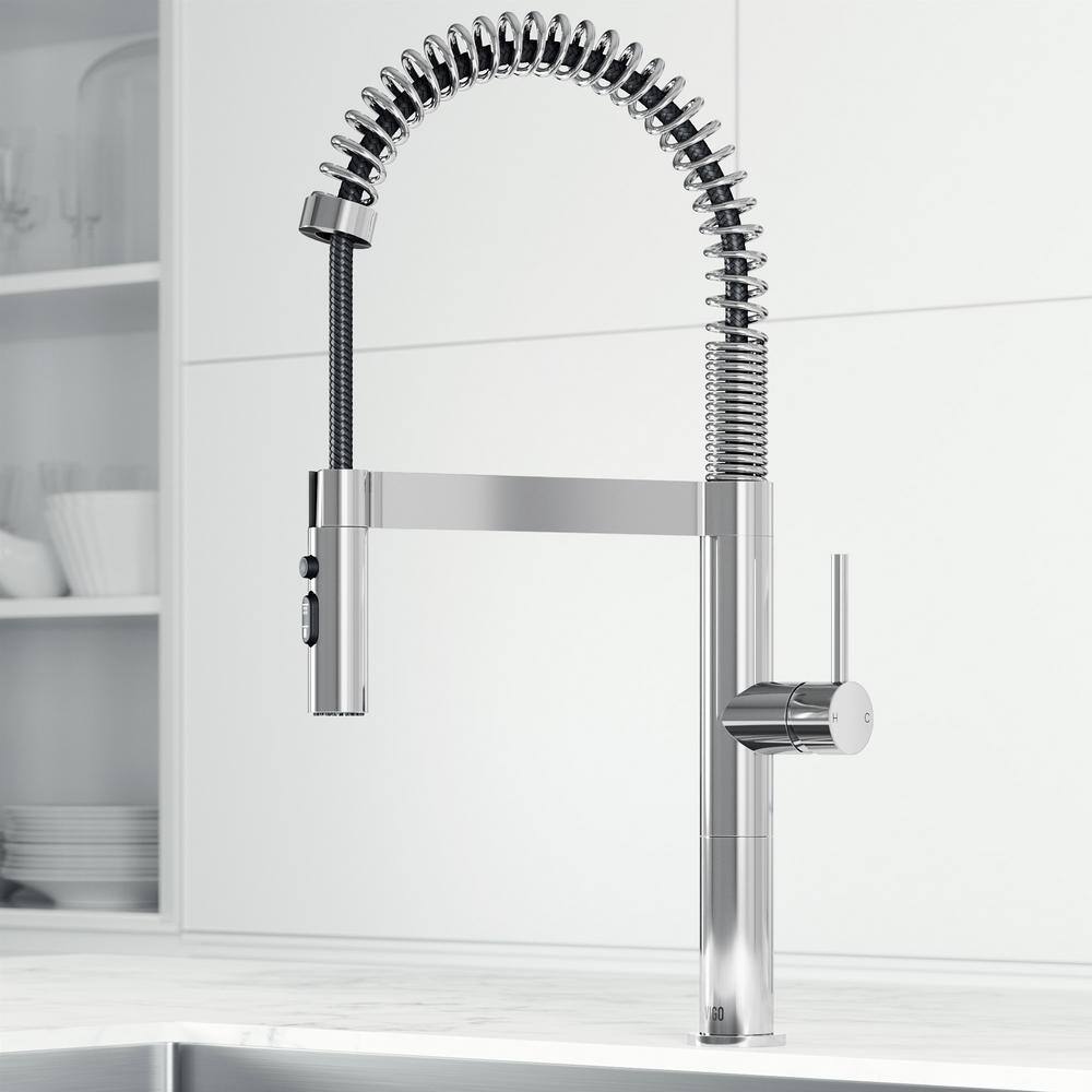Edison Pro 20" Chrome Single Handle Pull-Down Kitchen Faucet