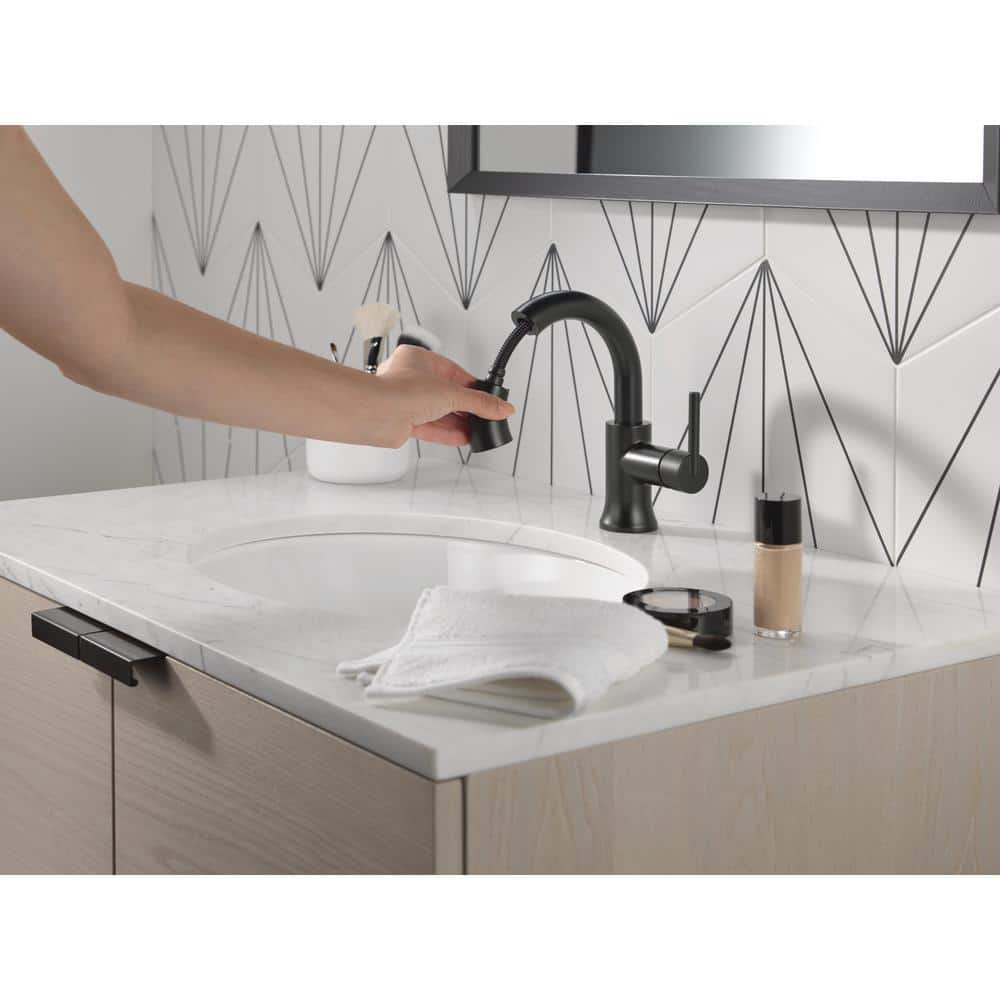 Matte Black Single Handle Pull Down Bathroom Faucet