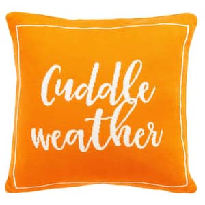 Cuddle Weather Orange/Natural 18 in. x 18 in. Throw Pillow