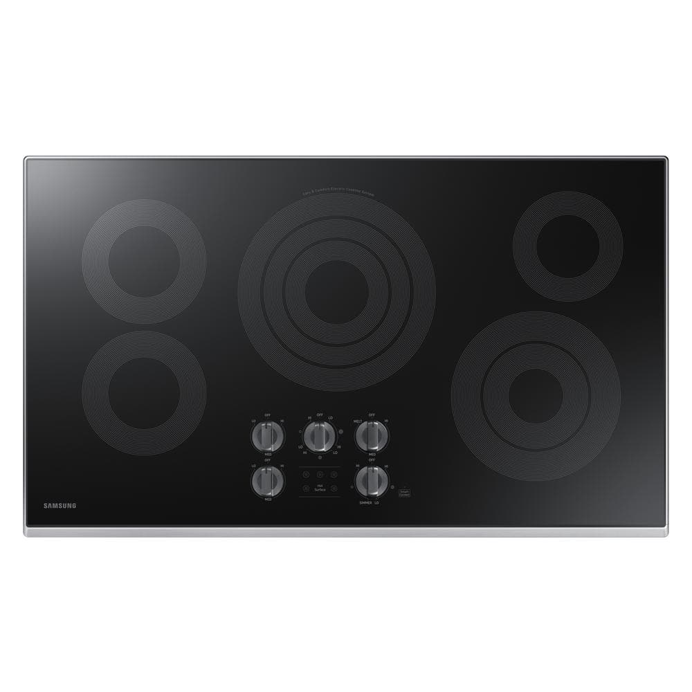 Samsung 36 in. Radiant Electric Cooktop in Stainless Steel with 5 Elements and Wi-Fi, Silver