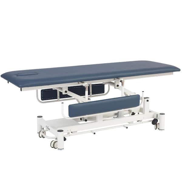 Vivacomfort Hi-Lo 70.86 in. L x 25.98 in. D Mobile Adjustable 3 in. Thick Mattress Blue Massage Table Exam with Padded Side Rails