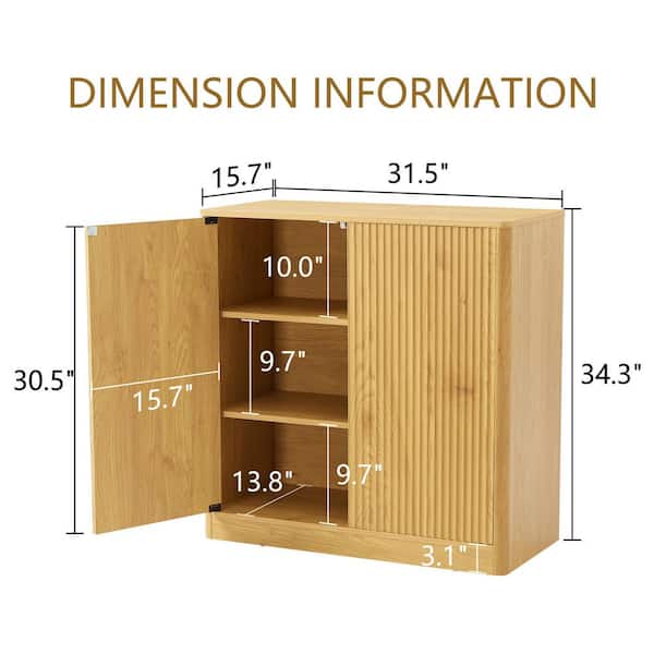 Noble House Raymond Natural 34.30 in. H Accent Storage Cabinet