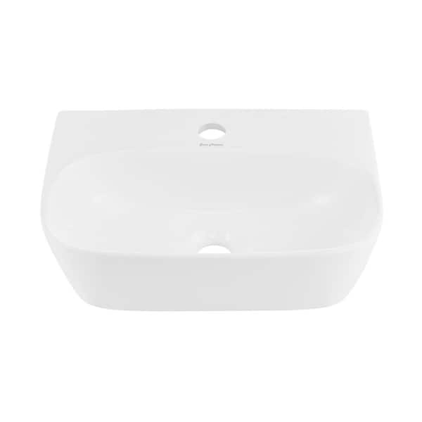 Swiss Madison St. Tropez Ceramic Rectangle Wall Hung Vessel Sink in White