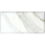 White 3 in. x 6 in. Beveled Polished Marble Subway Wall and Floor Tile (5 sq. ft./Case)