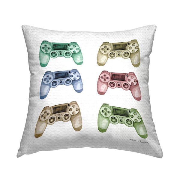 Stupell Industries Various Gaming Controllers Outdoor Printed Throw Pillow by Sharon Kuplack