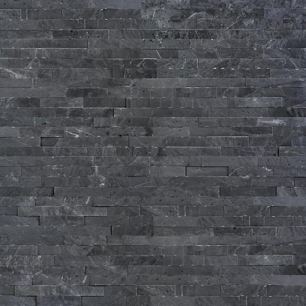 Premium Black Splitface Ledger Panel 6 in. x 24 in. Splitface Slate Wall Tile (35 Cases/280 sq. ft./Pallet)