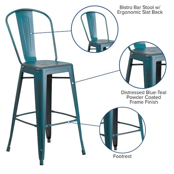 Distressed metal bar online stools with backs