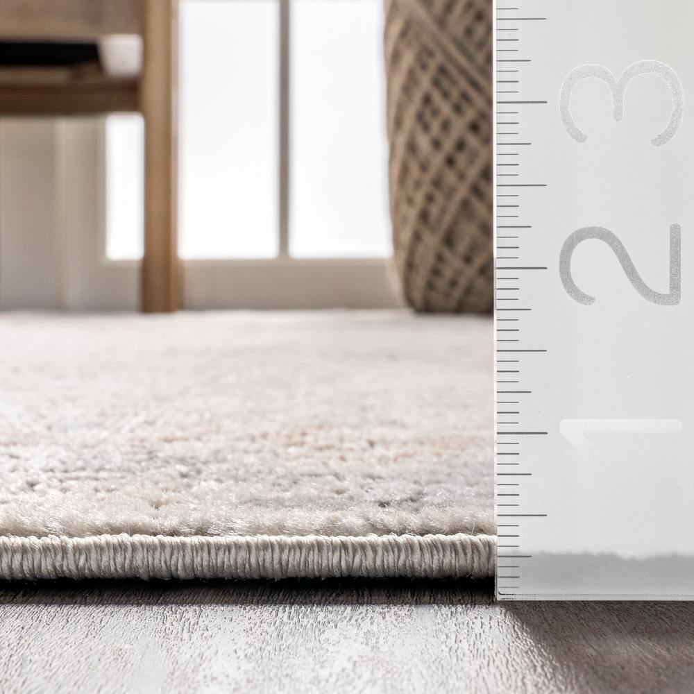 Contemporary Abstract Tile 7x9 Beige Synthetic Area Rug