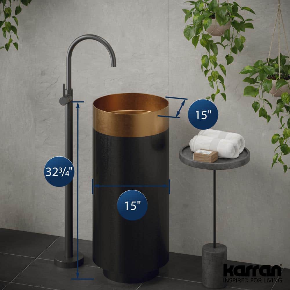 Cinox 15'' Copper and Gray Stainless Steel Pedestal Sink