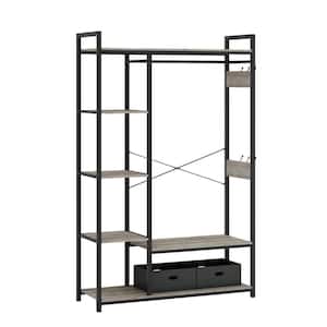 Siavonce Grey Particle Board Free-Standing Closet Organizer with Storage  Box and Side Hook, Portable Clothes Rack with 6-Shelves DJ-Y-W116241554 -  The Home Depot