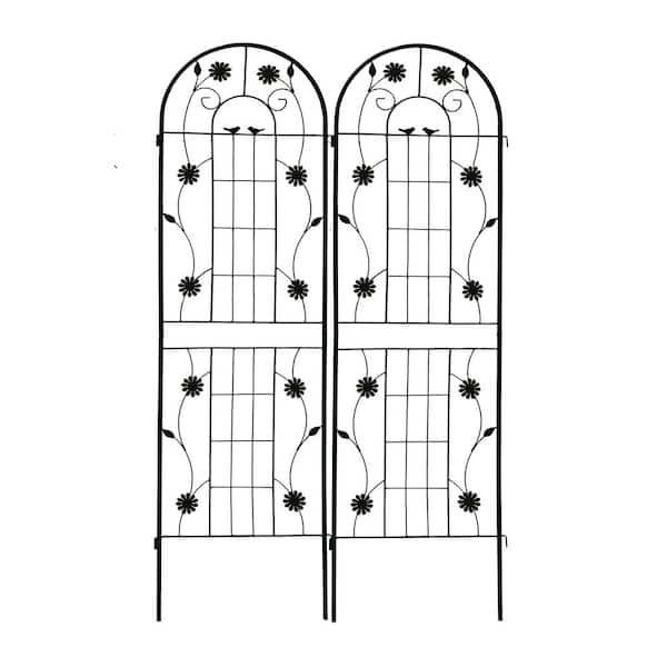 Phewnyzo 19.7 in. x 71 in. Rustproof Metal Galvanized Tube Garden Trellis for Climbing Plants Flower Support in Black (2-Pack)