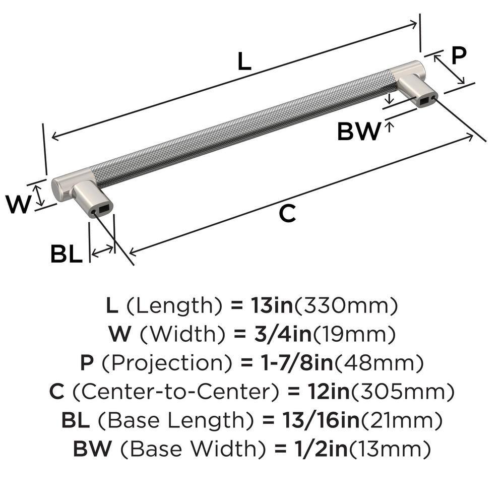 Polished Nickel and Stainless Steel 13" Appliance Pull