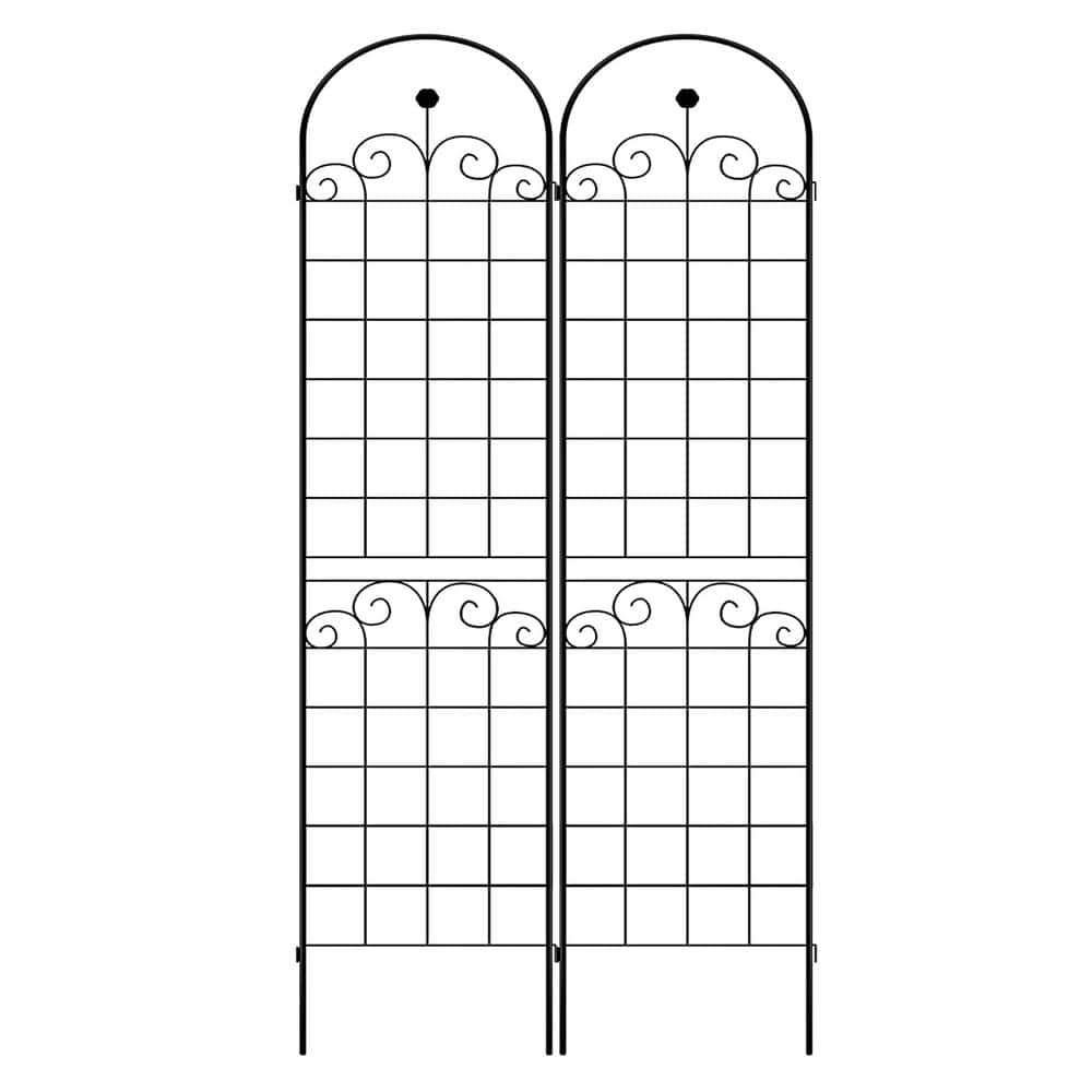 86.7 in. x 19.7 in. Black Metal Garden Trellis Rustproof Trellis for Climbi