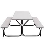 54 in. W x 59 in. D x 28.5 in. H Metal Frame Outdoor Bench Set Picnic Table