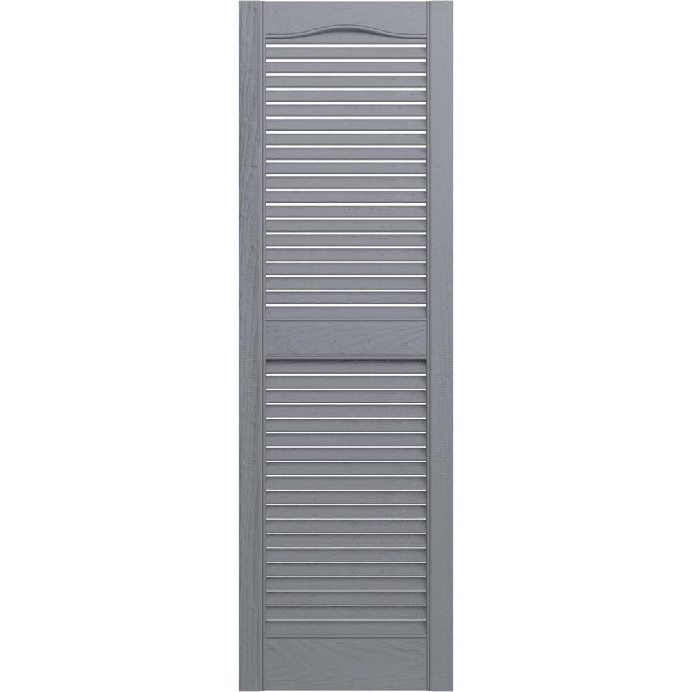 Builders Edge 12 in. x 52 in. Louvered Vinyl Exterior Shutters Pair in Paintable 010120052030