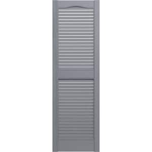 14.5 in. x 48 in. Louvered Vinyl Exterior Shutters Pair in Paintable