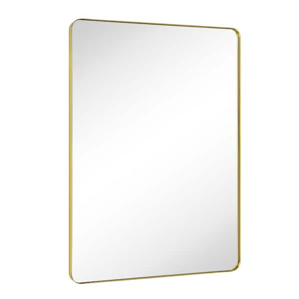 TEHOME Kengston 36 in. W x 48 in. H Rectangular Stainless Steel Framed Wall Mounted Bathroom Vanity Mirror in Brushed Gold