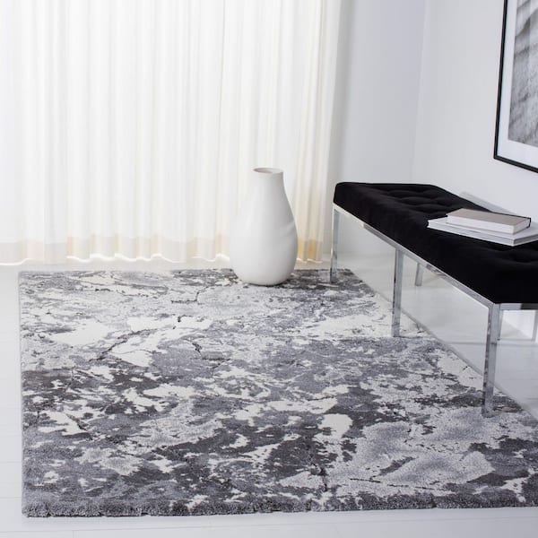 Cyrus Shag 9 ft. x 12 ft. Gray/Ivory Abstract Splatter Area Rug
