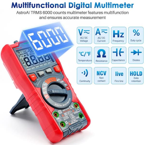 AstroAI Digital Multimeter, TRMS 6000 Counts Auto-Ranging-Voltage Tester The Home Depot