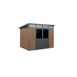 9 ft. x 7 ft. Wood Plastic Composite Heavy-Duty Storage Shed - Pent Roof and Double Doors Brown Color (63 sq. ft.)