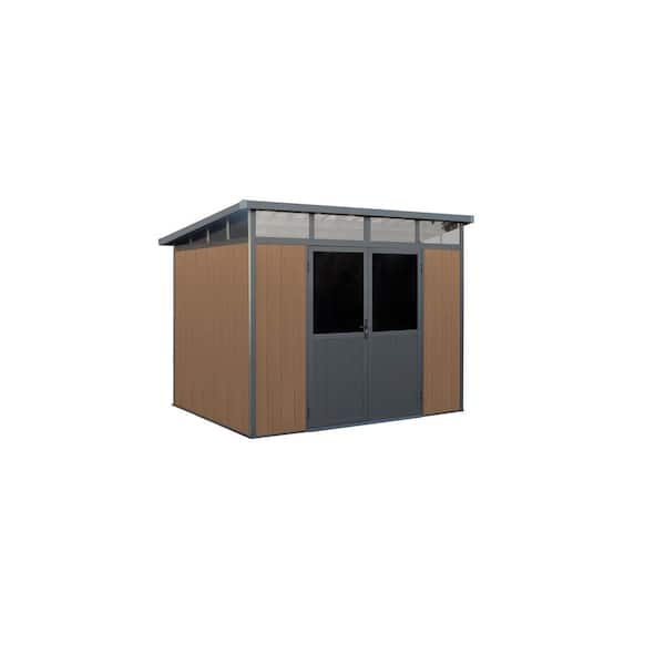 Leisure Season 9 ft. x 7 ft. Wood Plastic Composite Heavy-Duty Storage Shed - Pent Roof and Double Doors Brown Color (63 sq. ft.)