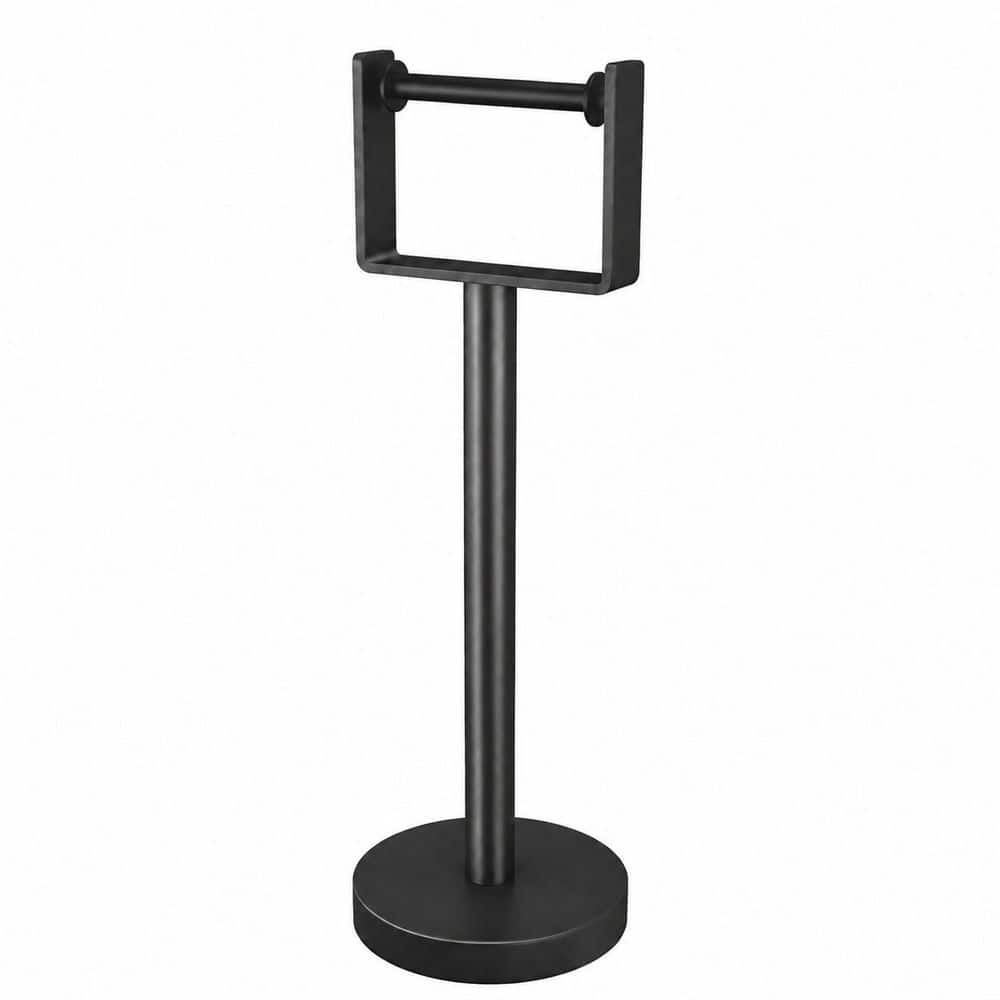 Wall Mounted Matte Black Stainless Steel Free Standing Toilet Paper Holder with Weighted Base and Anti-Drop Design