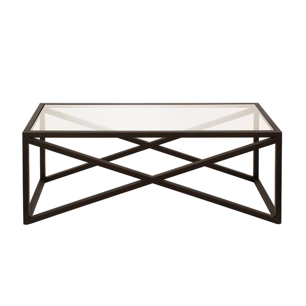 Urban Geometric 46" Blackened Bronze Glass Coffee Table