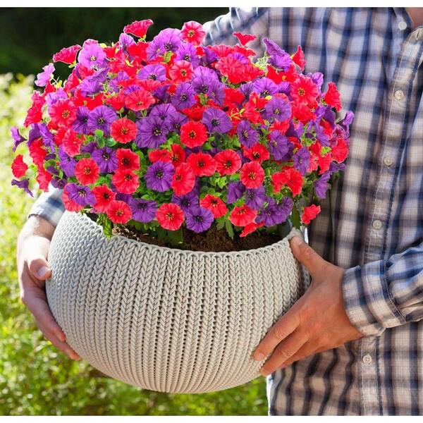14 in. Red Indoor/Outdoor Artificial Morning Glory Flower UM55HS4