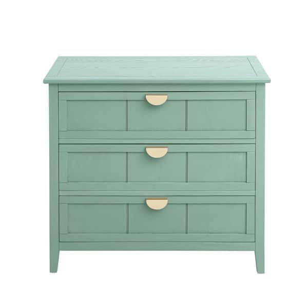 Unbranded 31.5 in. W x 14.96 in. D x 30.31 in. H Green Linen Cabinet 3-Drawer Storage Cabinet Suitable for bedroom, living room