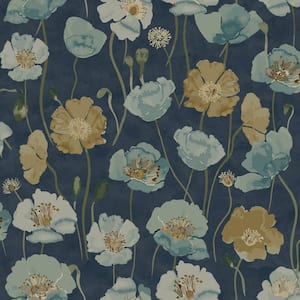 Adelia Indigo Blue Peel and Stick Wallpaper Sample