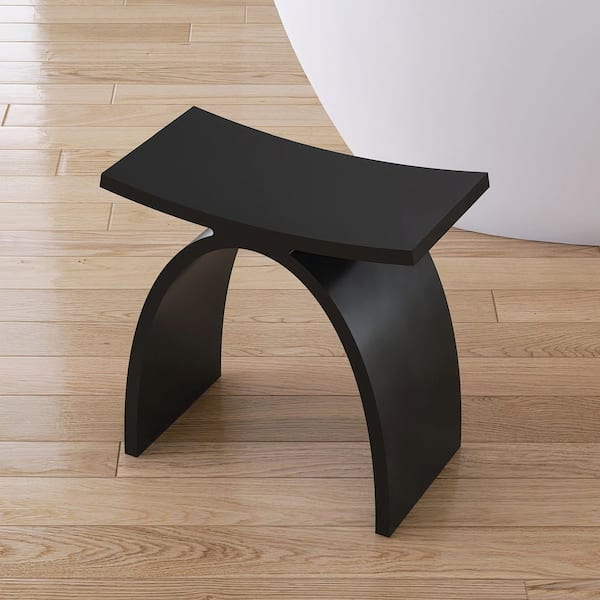 16.7 in. Solid Surface Shower Stool in Black
