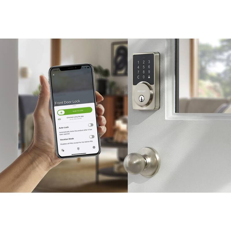 Square Satin Nickel Smart Wi-Fi Deadbolt Powered By Hubspace