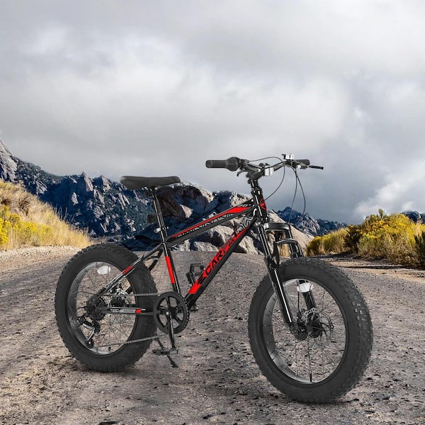 20 in. Fat Tire Bike Adult/Youth 7 Speed Mountain Bike in Red